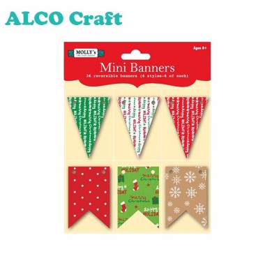 36 sheets 6 designs paper bunting flag for Christmas party decoration